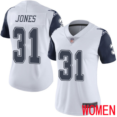 Women Dallas Cowboys Limited White Byron Jones #31 Rush Vapor Untouchable NFL Jersey->women nfl jersey->Women Jersey